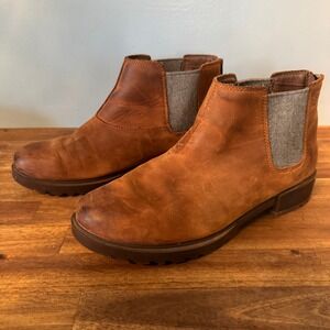 Sorel Emilie II Chelsea Ankle Boots Tobacco Brown Leather Women's Comfortable